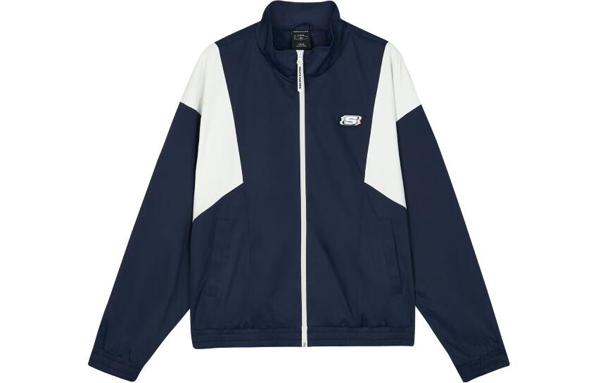Skechers Colorblock Woven Jacket Casual Series Navy Blue Zip-Up L423M071-00DU