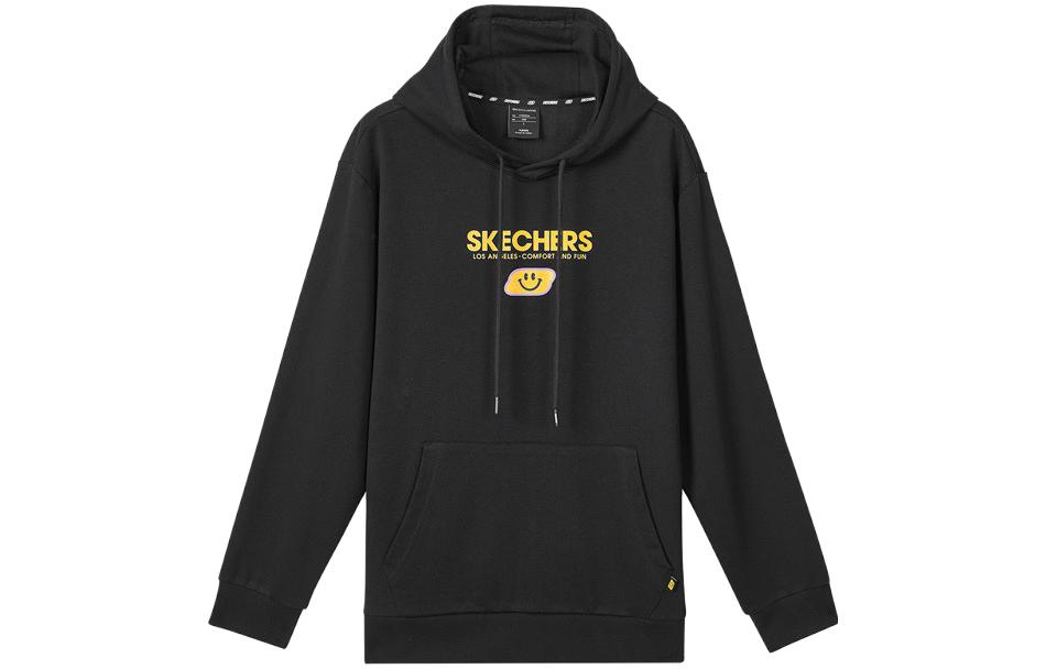 Skechers Colorful Casual Hoodie Alphabet Print Unisex Pullover - Charcoal Black L321U131-0018