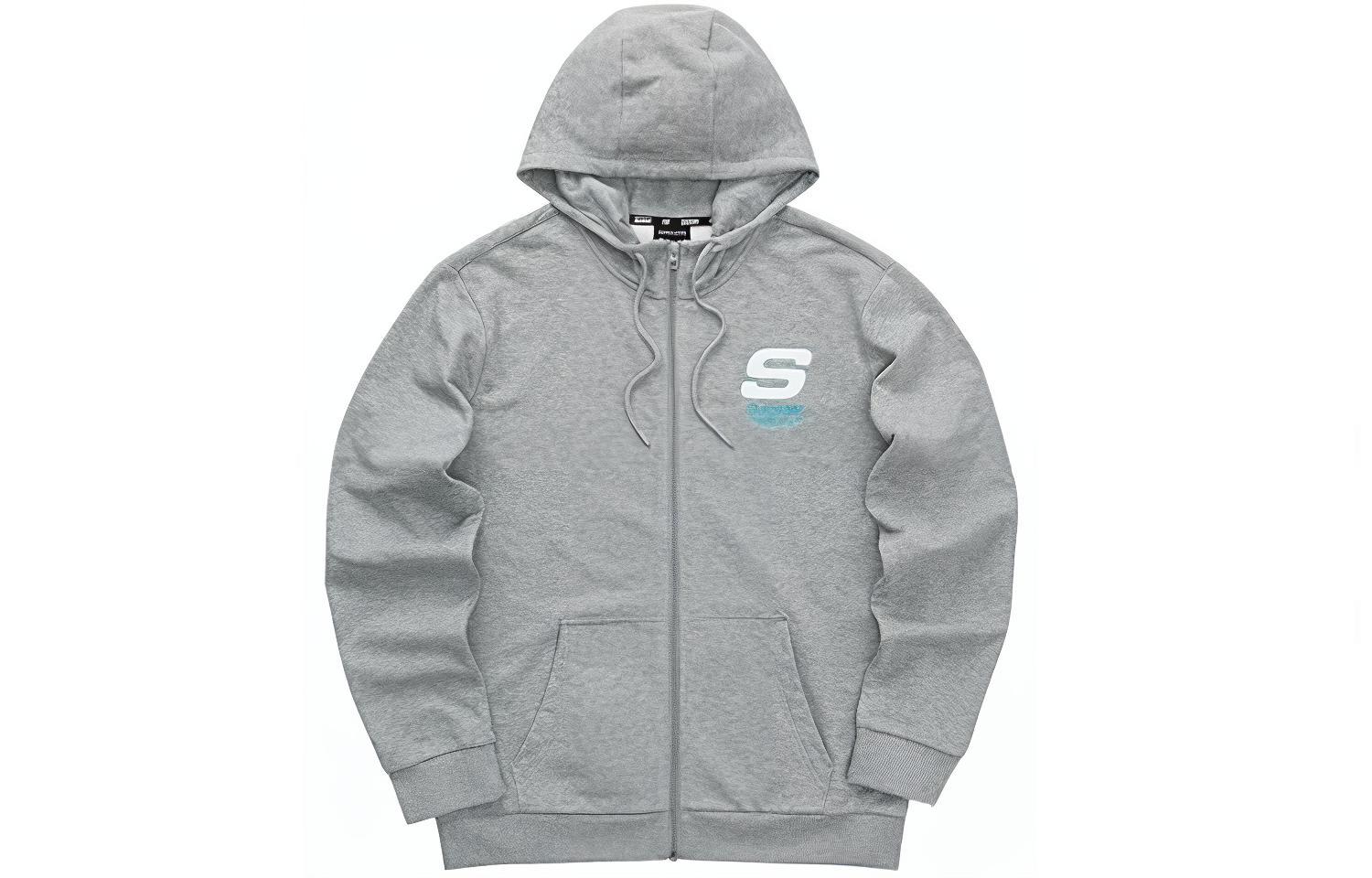 Skechers Colorful Casual Hoodie Jacket with Embroidered Logo Unisex - Heather Gray L321U142-004F
