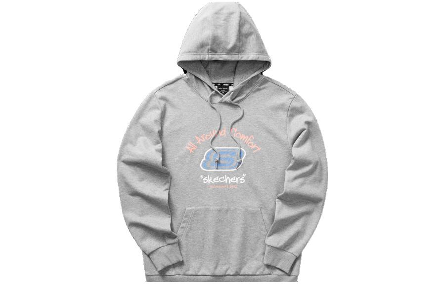 Skechers Colorful Casual Hoodie Unisex - Letter Print Light Gray Sweatshirt L322U088-004F