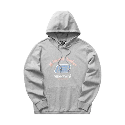 Skechers Colorful Casual Hoodie Unisex - Letter Print Light Gray Sweatshirt L322U088-004F