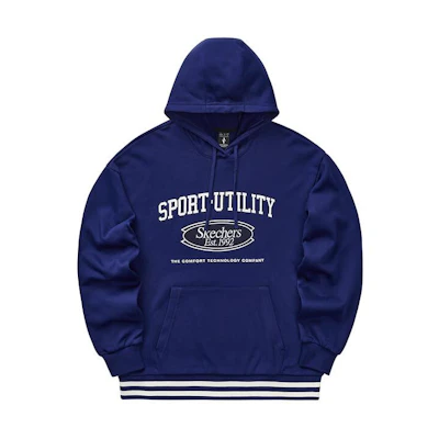 Skechers Colorful Casual Hoodie With Letter Print Unisex - Ocean Cave Blue L124U028-02V3