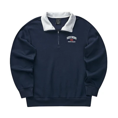 Skechers Colorful Casual Knit Pullover Sweatshirt Navy Blue - Letter Print L423M039-002Z