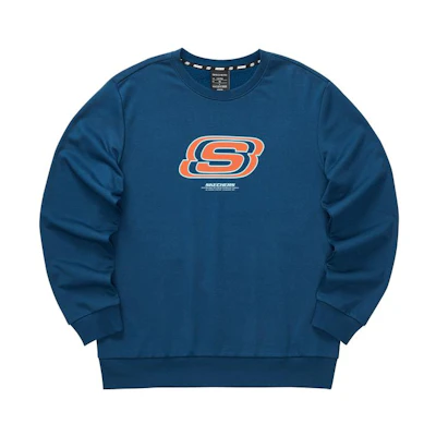 Skechers Colorful Casual Letter Print Fleece Sweatshirt Unisex - Poseidon Blue L322U084-00H1