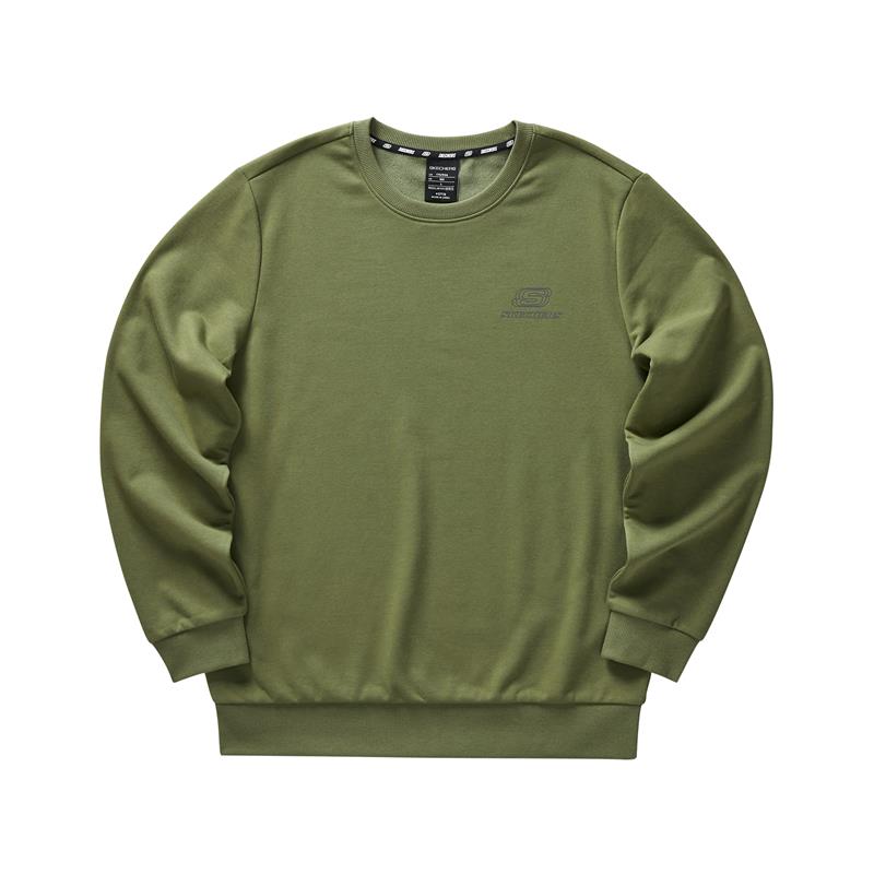 Skechers Colorful Casual Logo Knit Pullover Sweatshirt Olive Green Unisex L422U221