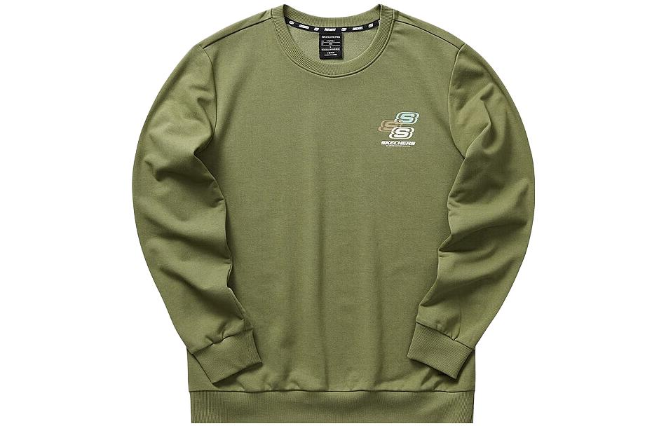 Skechers Colorful Casual Logo Print Crewneck Pullover Sweatshirt Olive Unisex L322M072-015R