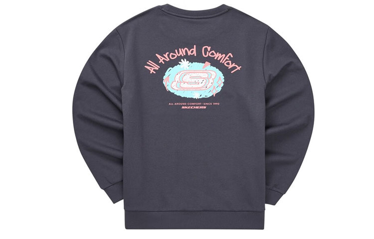Skechers Colorful Casual Logo Print Unisex Sweatshirt Odyssey Gray L322U138-026R