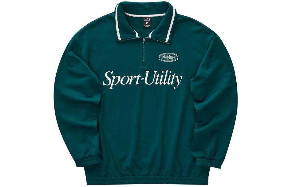 Skechers Colorful Casual Polo Knit Sweatshirt Deep Sea Green Unisex L124U030-006U