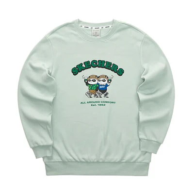 Skechers Colorful Casual Series Letter Cartoon Print Knit Crewneck Sweatshirt Unisex L423U055-02QQ