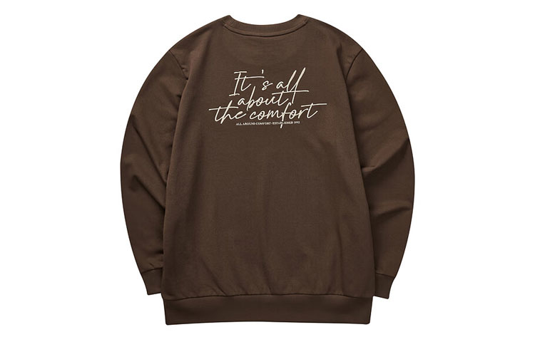 Skechers Colorful Casual Series Letter Print Crewneck Long Sleeve Brown L323M061-03JJ