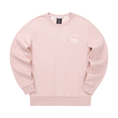 Skechers Colorful Casual Series Letter Print Knit Pullover Sweatshirt Gray Pink L322U096-01NX