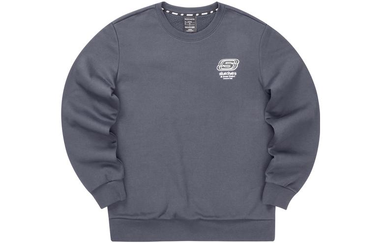 Skechers Colorful Casual Series Letter Print Knit Pullover Sweatshirt Unisex Grey L322U096-026R