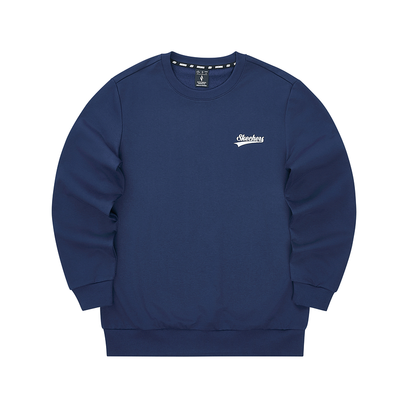 Skechers Colorful Casual Series Navy Blue Crewneck Letter Pullover Sweatshirt L323U181-00DU
