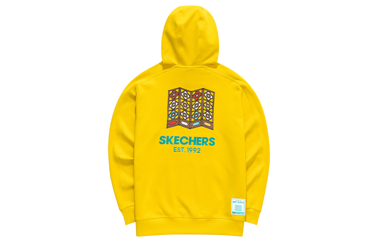 Skechers Colorful City Hoodie Yellow - Unisex Pullover with Back Letter Print L121U100-00RG