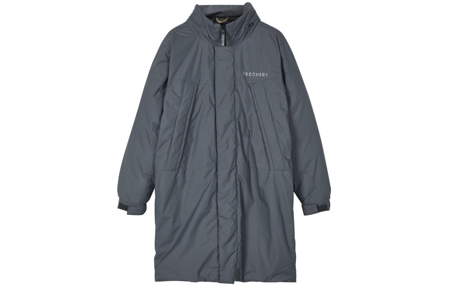 Skechers Colorful Series Unisex Puffer Jacket with Hood and Zipper in Charcoal Gray L421U018-000G