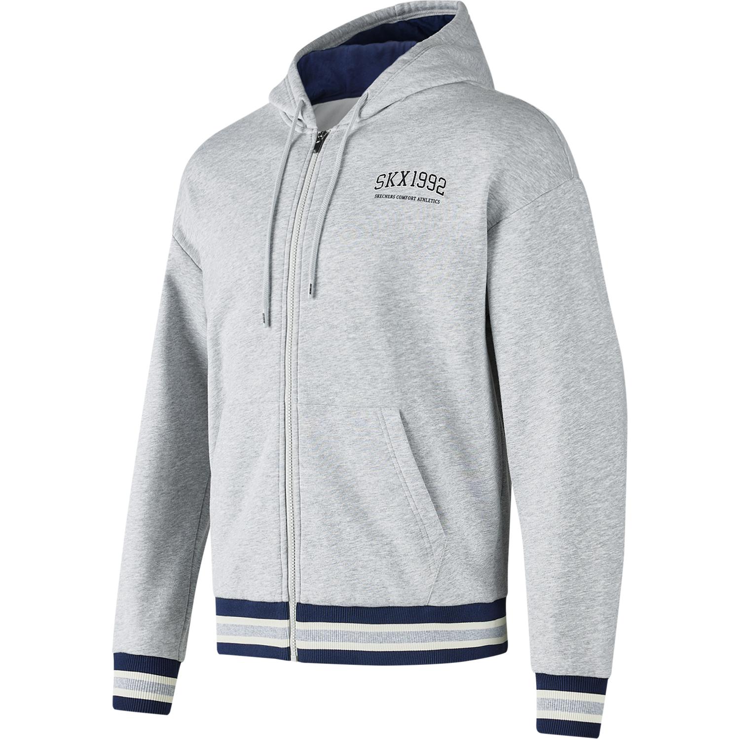 Skechers Comfortable Zip Hoodie - Unisex Gray Long Sleeve P424U029-01UV