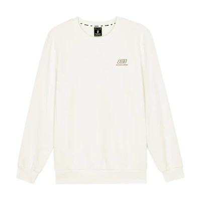 Skechers Crewneck Fleece Sweatshirt Cotton White - Soft & Warm Athletic Fit L424U170-0074