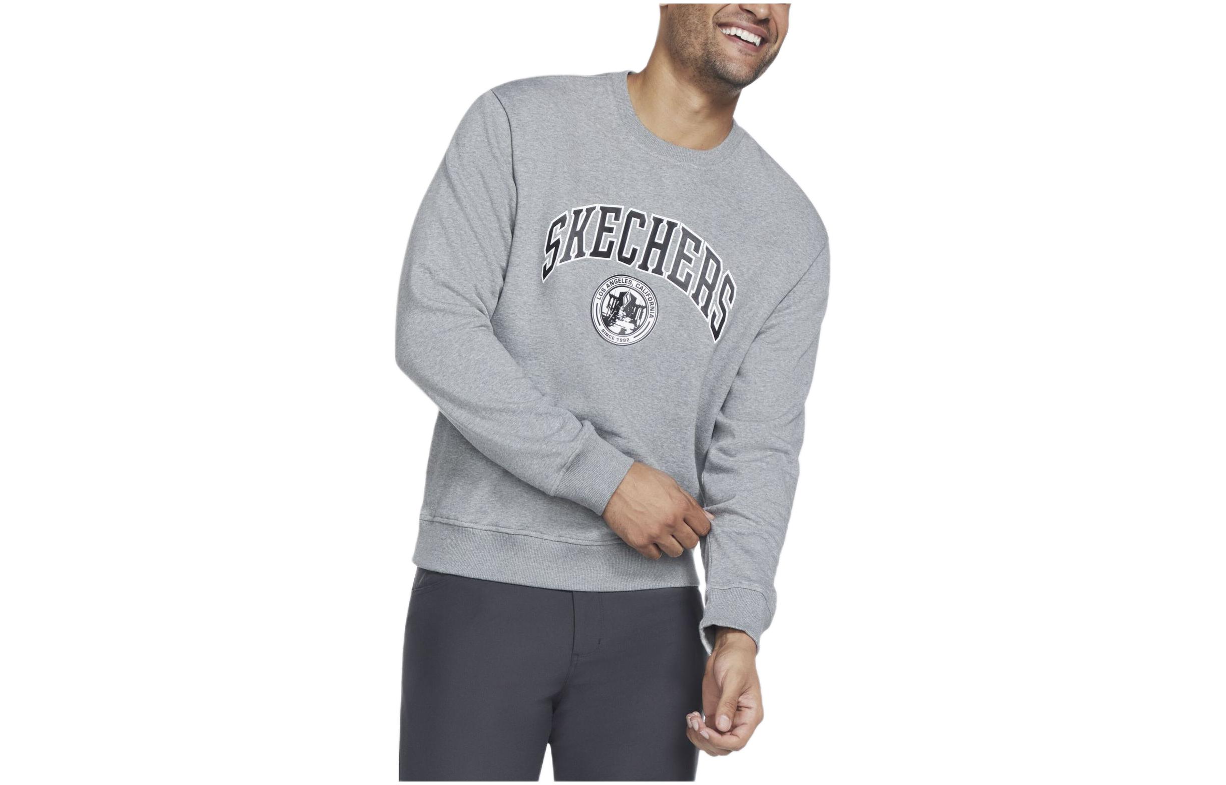 Skechers Crewneck Pullover Sweatshirt with Letter Print - Light Gray LT54-LTGY