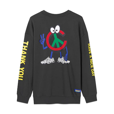 Skechers CTM Series Letter Cartoon Print Loose Pullover Unisex Sweater Black L121U081-00NP