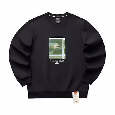 Skechers Cultural Series Unisex Knit Crewneck Letter Print Pullover Sweatshirt Black L422U217-0018