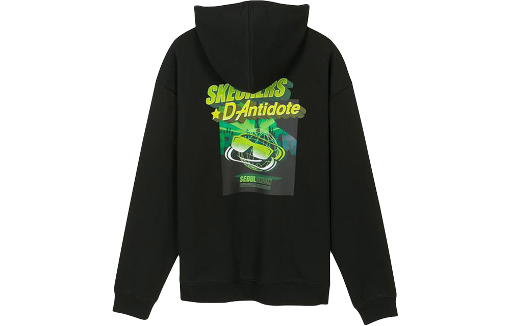 Skechers D-Antidote Hoodie Black - Unisex Casual Printed Knit Pullover L420U077