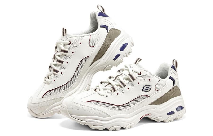 Shop Skechers D‘LITES 1.0 透氣黑白金 防滑耐磨 低筒 爸爸鞋 男款 白褐