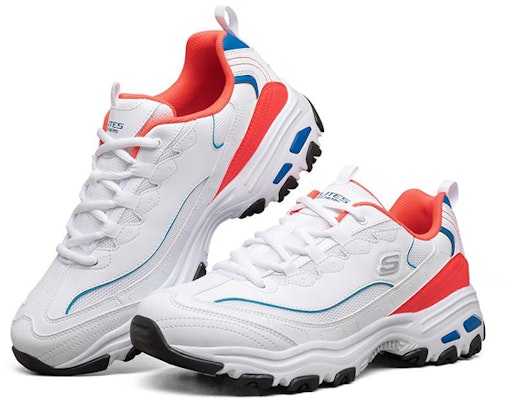Skechers D'Lites 1.0 Sepatu Lari Putih/Oranye Low-Top 894009-WCRL Lookbook Skechers D'Lites 1.0 Sepatu Lari Putih/Oranye Low-Top 894009-WCRL