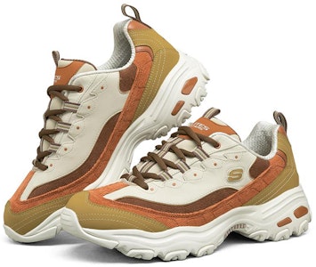 Skechers D'Lites 1.0 低帮跑鞋 白/棕色 237153-TPNT Lookbook Skechers D'Lites 1.0 低帮跑鞋 白/棕色 237153-TPNT