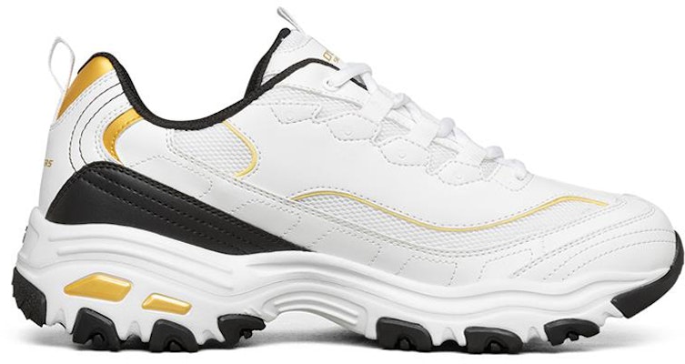 Skechers D'Lites 1.0 Sepatu Lari Putih/Hitam/Emas 894009-WBGD Order Skechers D'Lites 1.0 Sepatu Lari Putih/Hitam/Emas 894009-WBGD