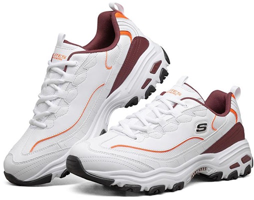 Skechers D'Lites 1.0 Sepatu Lari Rendah Putih/Oranye/Coklat 894009-WBUG Lookbook Skechers D'Lites 1.0 Sepatu Lari Rendah Putih/Oranye/Coklat 894009-WBUG