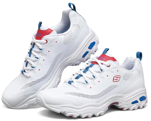 Skechers D‘Lites 1.0 低筒運動鞋 白藍紅 Lookbook Skechers D‘Lites 1.0 低筒運動鞋 白藍紅