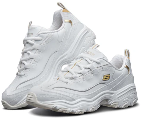 Skechers D'lites 1.0 Running Shoes White/Gold 52676-WGD Shop Skechers D'lites 1.0 Running Shoes White/Gold 52676-WGD