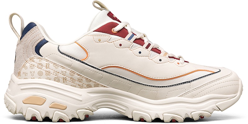 Skechers D lites Low-Top Running Shoes Beige/Red 666169-WHT Order Skechers D lites Low-Top Running Shoes Beige/Red 666169-WHT