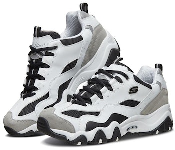 Skechers D‘Lites 2.0 耐磨厚底低筒休閒運動鞋 白黑灰 Lookbook Skechers D‘Lites 2.0 耐磨厚底低筒休閒運動鞋 白黑灰