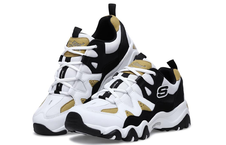 Lookbook Skechers D'lites 2.0 跑鞋 黑白黃