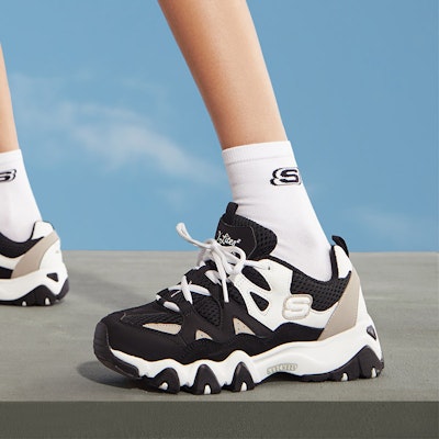 (Women) Skechers D lites 2.0 Sneaker Black/White/Grey 99999693-BKW Sizing (Women) Skechers D lites 2.0 Sneaker Black/White/Grey 99999693-BKW