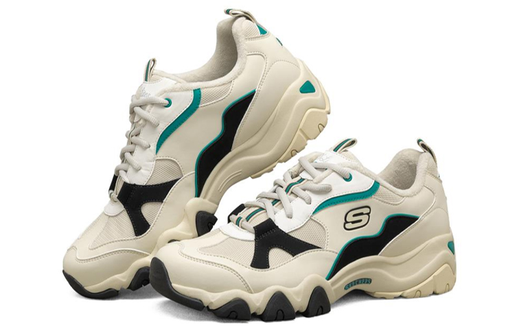 Lookbook Zapatillas Skechers D'lites 2.0 Blancas/Negras/Verdes para Correr 666159-NTBK