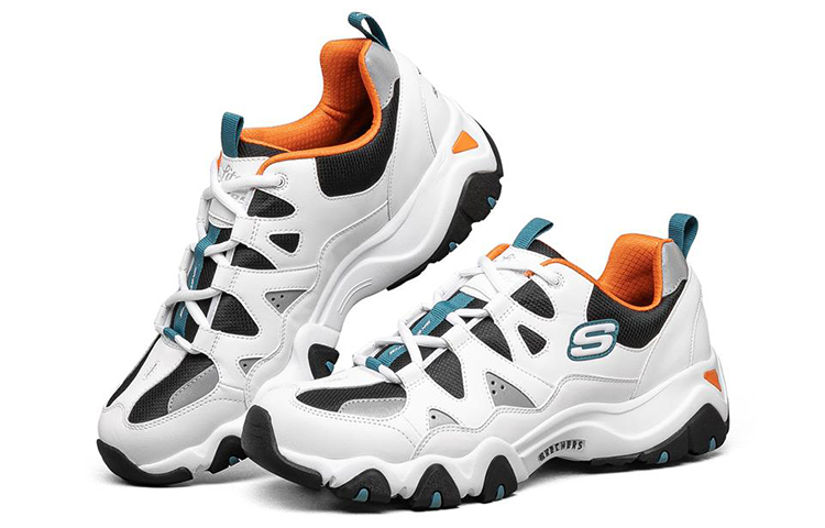 Skechers D'Lites 2.0 Low Top Running Shoes White/Black/Orange 圖 4