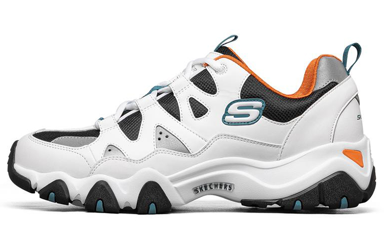 Skechers D'Lites 2.0 Low Top Running Shoes White/Black/Orange 666151-WBOR