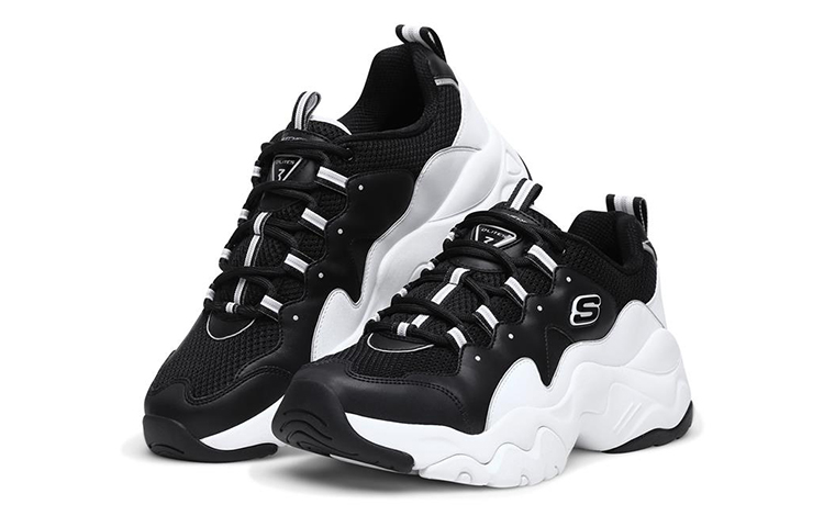 Skechers D'Lites 3.0 Low-Top Running Shoes Black/White 圖 3
