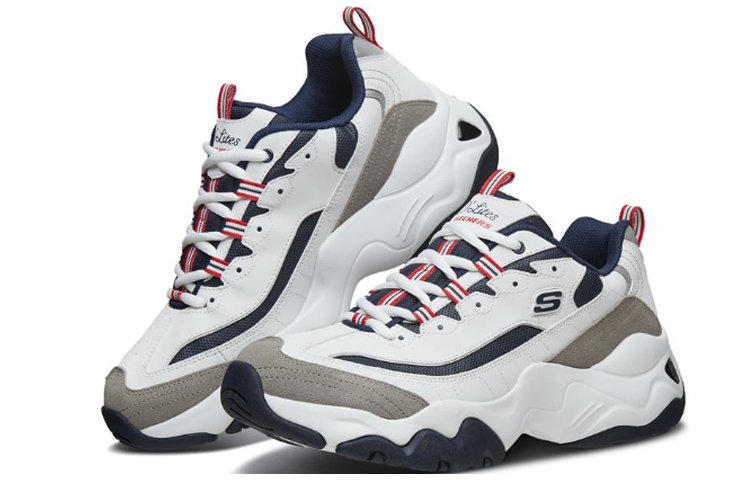 Lookbook Skechers D''Lites 3.0 Low-Top Daddy Schuhe Weiß/Grau/Blau 999226-WNVR