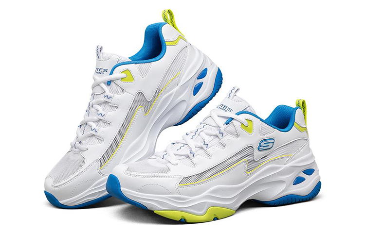 Lookbook 斯凯奇 D'Lites 4.0 低帮跑鞋 白/黄/蓝 894006-WMLT