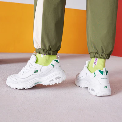 Skechers D‘LITES 小白熊綠標小白熊 合成皮 露天 低筒 運動休閒鞋 男女通用 白綠美洲限定 Details for Skechers D‘LITES 小白熊綠標小白熊 合成皮 露天 低筒 運動休閒鞋 男女通用 白綠美洲限定