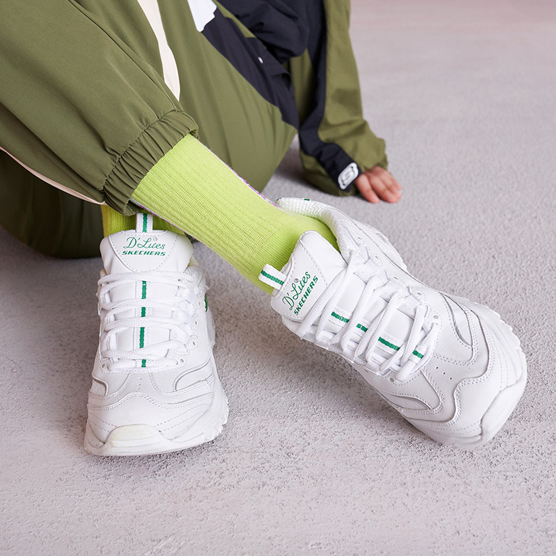 (W) Skechers DLites White Green 圖 7