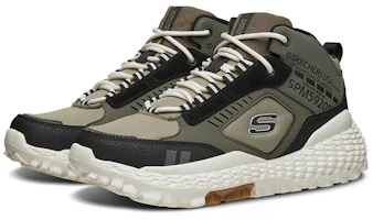 Lookbook Skechers 復古拼接運動鞋 橄欖綠