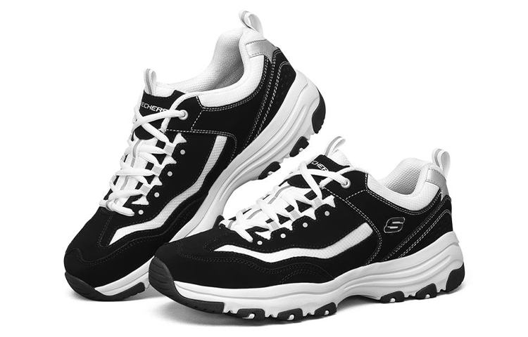 Skechers D'Lites I-Conik Low-Top Running Shoes Black/White 圖 3