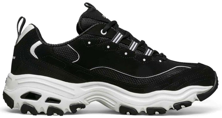 Skechers D lites Running Shoes Black White 52675 BLK