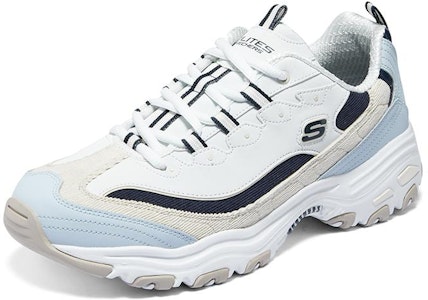 Skechers D'Lites Varsity Spirit Kasut 'Putih Beige Biru' 894282-NTNV Lookbook Skechers D'Lites Varsity Spirit Kasut 'Putih Beige Biru' 894282-NTNV