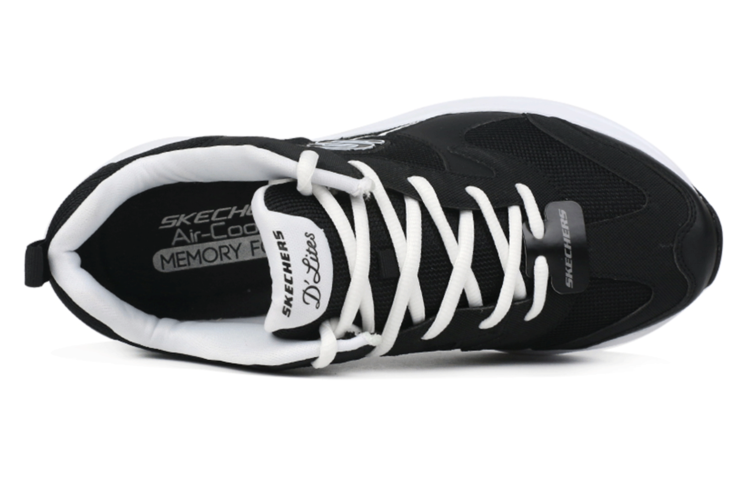 Skechers D'lites Airy Sports Shoe Black White 圖 4