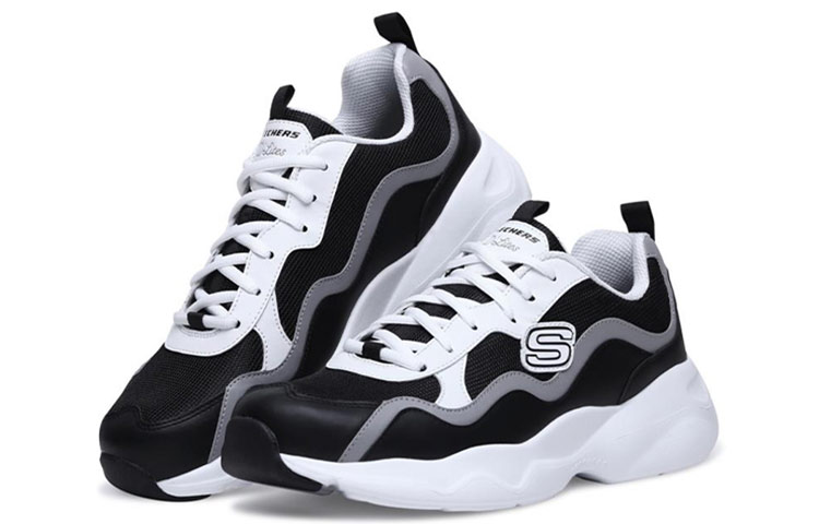 Skechers D'lites Airy Running Shoes Black/White/Gray 圖 3